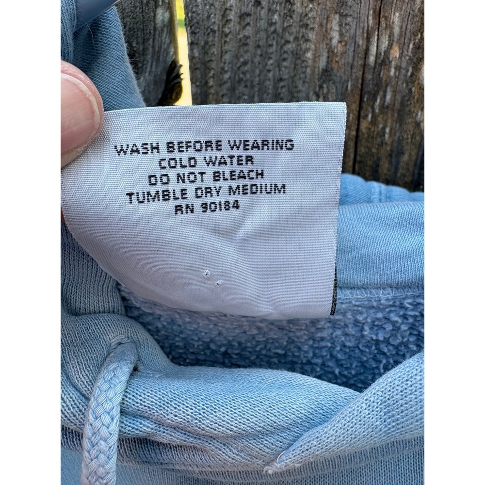 VTG Authentic Pigment Goofy Embroidered Hoodie Blue Pigment Dyed Ringspun Cotton - Picture 4 of 9